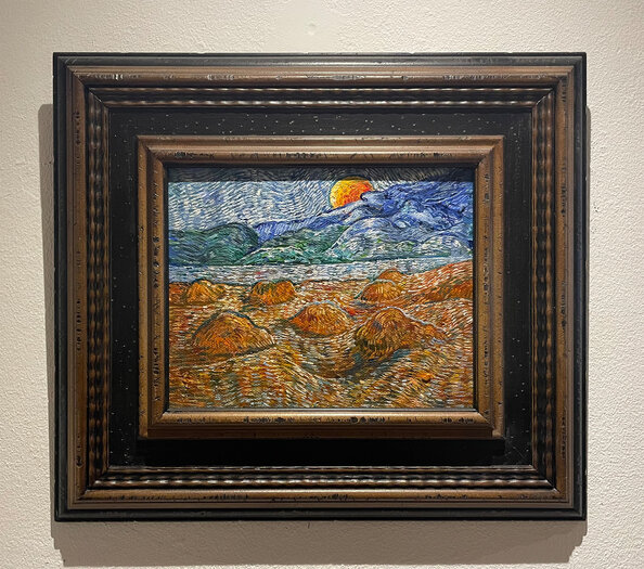 Landschap Met Korenschelven En Opkomende Maan Ingelijste Van Gogh