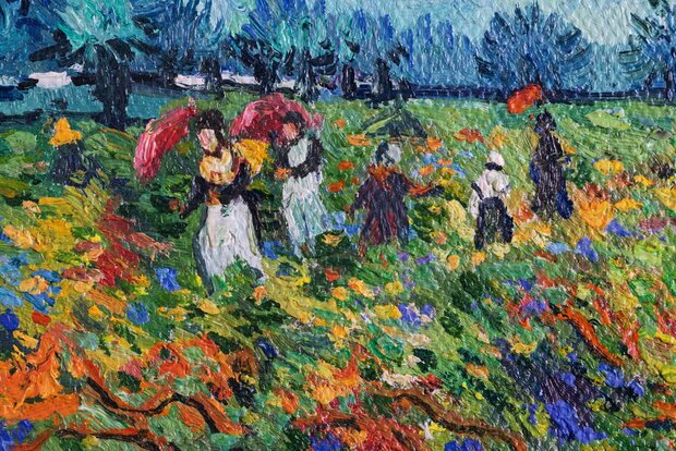 detail The Green Vineyard framed Van Gogh reproduction